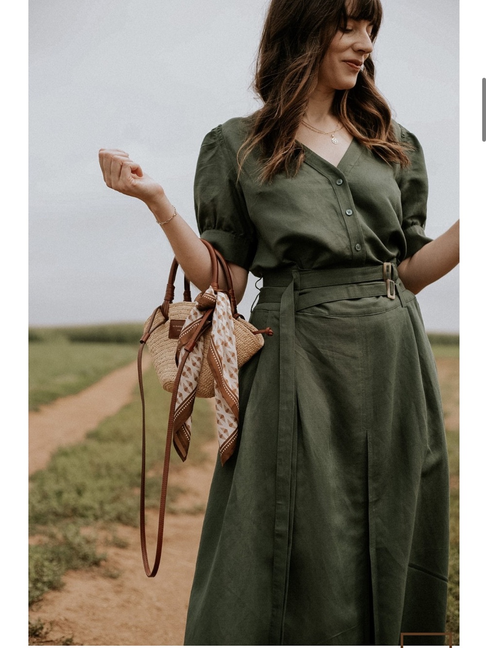 Olive Green Cotton-Linen Skirt Set from Darling Magazine’s capsule collection - Picture 2 of 3